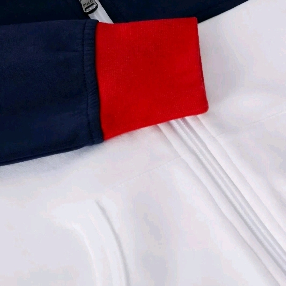 Polo Ralph Lauren Colorblock Logo Quarter Zip Pullover Red / Wht/ Blue Men's XL - Picture 7 of 9